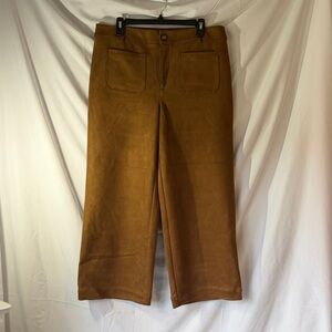 LOFT Wide-Leg Suede-Look Pants in Cognac Brown